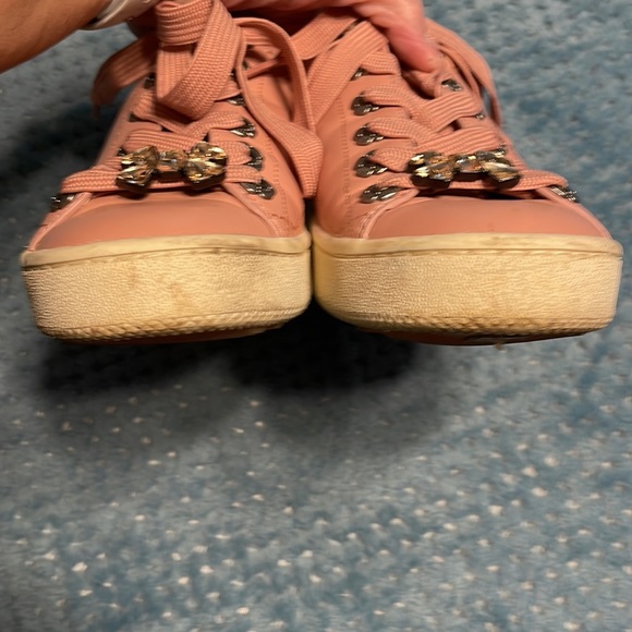 Coach C101 sneakers, Peony pink with Crystal bow and Crystal accents on back. 9 - Picture 7 of 8